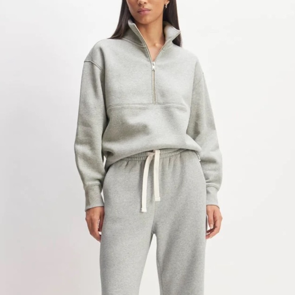 Everlane The ReTrack Half-Zip Sweatshirt heather grey XS